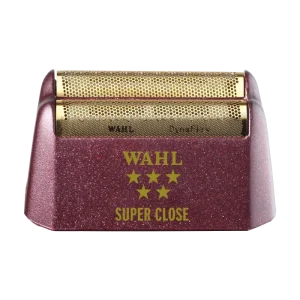 Wahl Foil Super Close Gold replacement head featuring hypoallergenic gold foil in a red casing, designed for close, bump-free professional shaves.