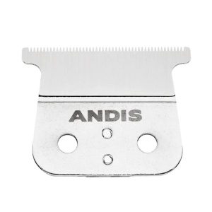 Andis T-Outliner Replacement Blade – Carbon Steel (Item #04521), close-cutting T-blade made of carbon steel for durability and precision, compatible with Andis GTO, GO, SL, and SLS trimmers.