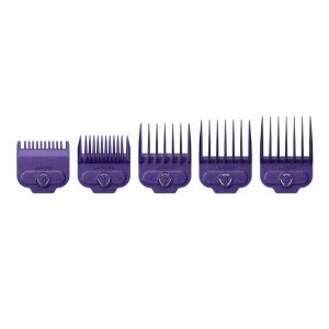 Andis Single Magnetic Comb Set Small (5pcs) – Item #66795, featuring five durable purple combs with magnetic attachment, compatible with Andis clipper models MBA, MC-2, ML, PM-1, PM-4, US-1, LCL, and MTC.
