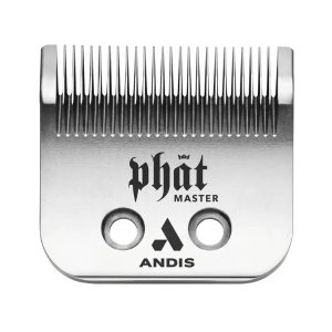 Andis Phat Master Cordless Replacement Blade (Item #561949), featuring an adjustable carbon steel blade cutting from size 1A to 2 (1/8" to 1/4"​); includes 28-tooth cutter and MLC yoke; compatible exclusively with the Andis MLC Cordless Master Clipper.